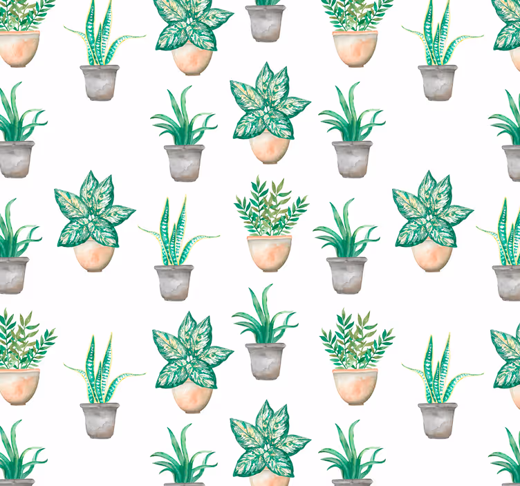 Potted greenery pattern redőnyök konyha - TenStickers