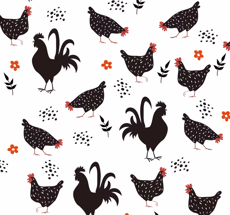 Fekete-fehér kakas redőnyök konyha - TenStickers
