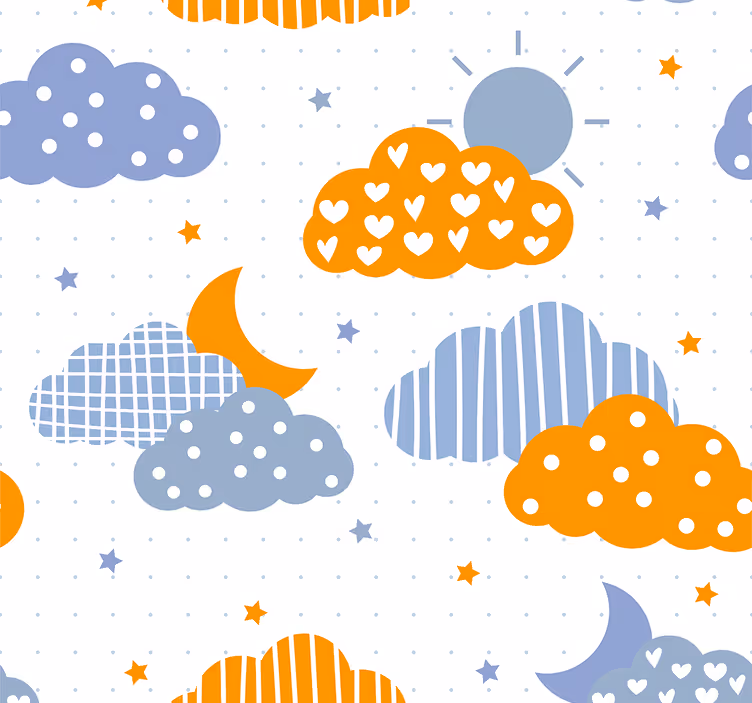 Kék és narancssárga felhők és nap redőnyök gyerekeknek - TenStickers