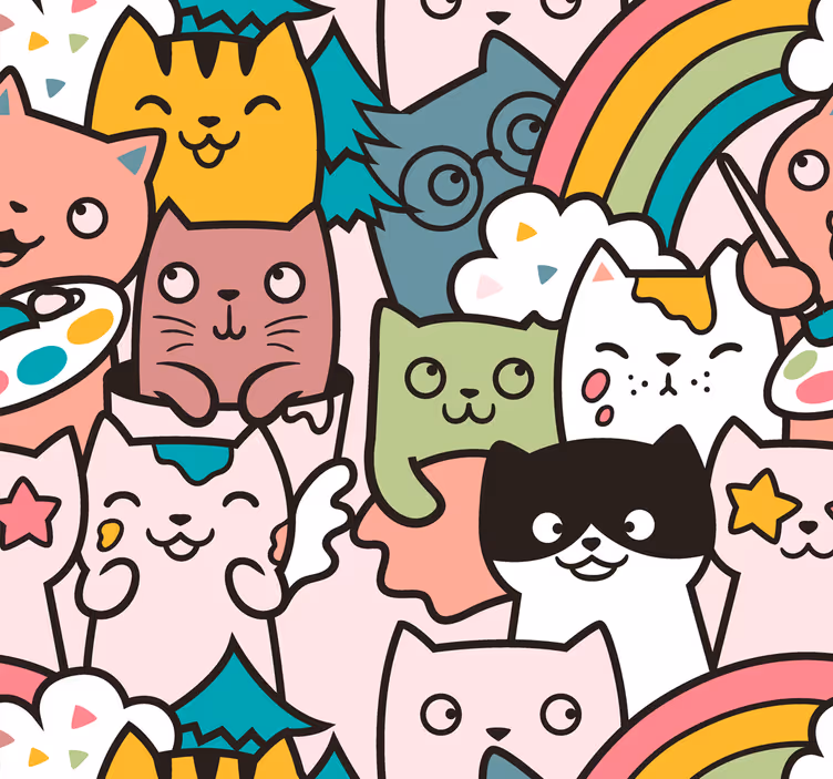 Gyerek redőnyök macskás pasztell mintával - TenStickers