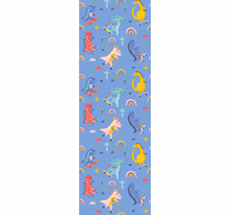 Aranyos gördeszkás dinoszauruszok redőnyök gyerekeknek - TenStickers