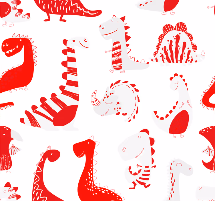 Dinoszauruszok piros vázlatok redőnyök gyerekek - TenStickers