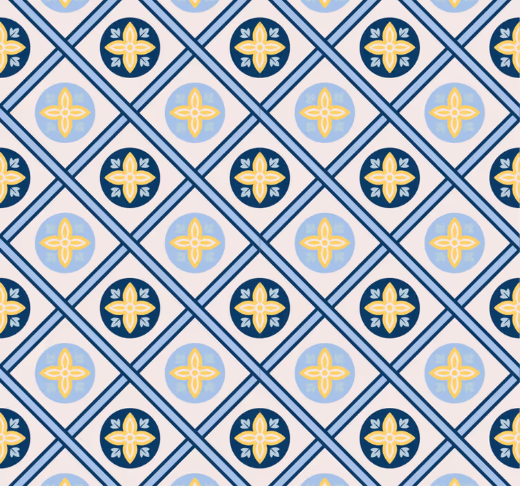 Modern redőnyök babakék és sárga portugál csempével - TenStickers