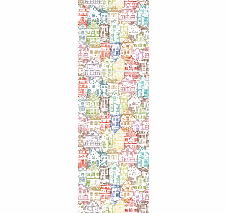Modern redőnyök - kézzel rajzolt házak mintázat - TenStickers