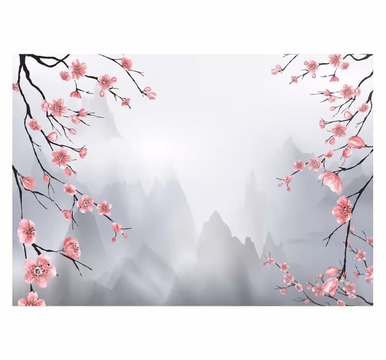 Cseresznyevirág ágak japán nézet redőnyök konyha - TenStickers