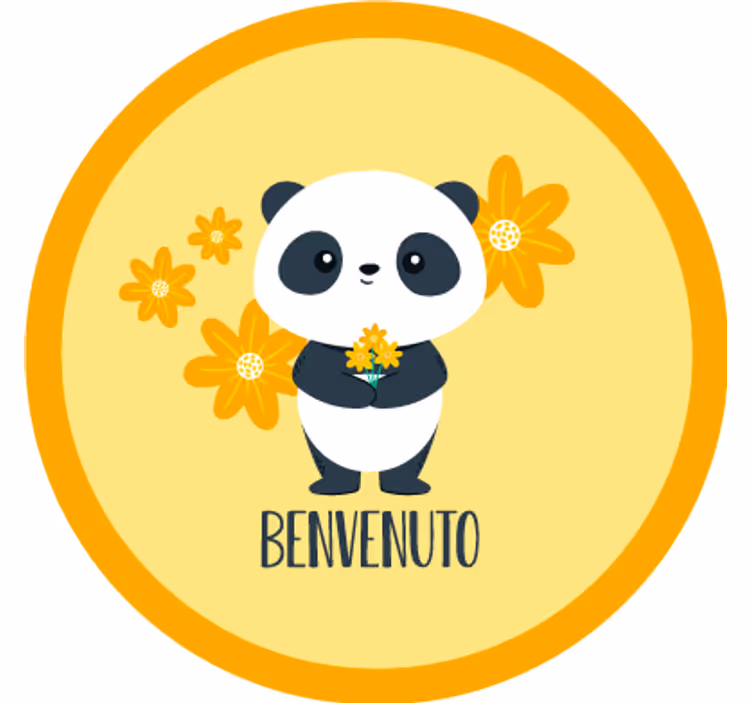 Sárga redőnyök - panda Üdvözöl a szobámban - TenStickers