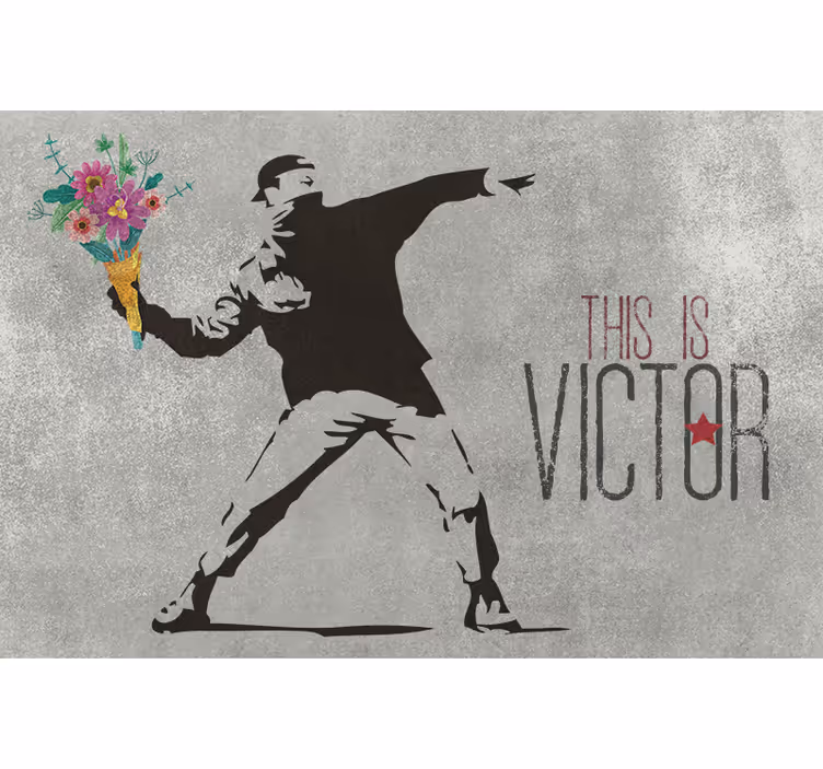 Szürke redőnyök személyre szabott bansky virágcsokor - TenStickers