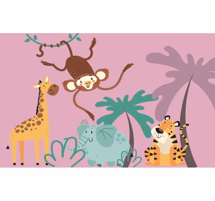 Lila redőnyök színes rajzfilm szafari Állatok - TenStickers