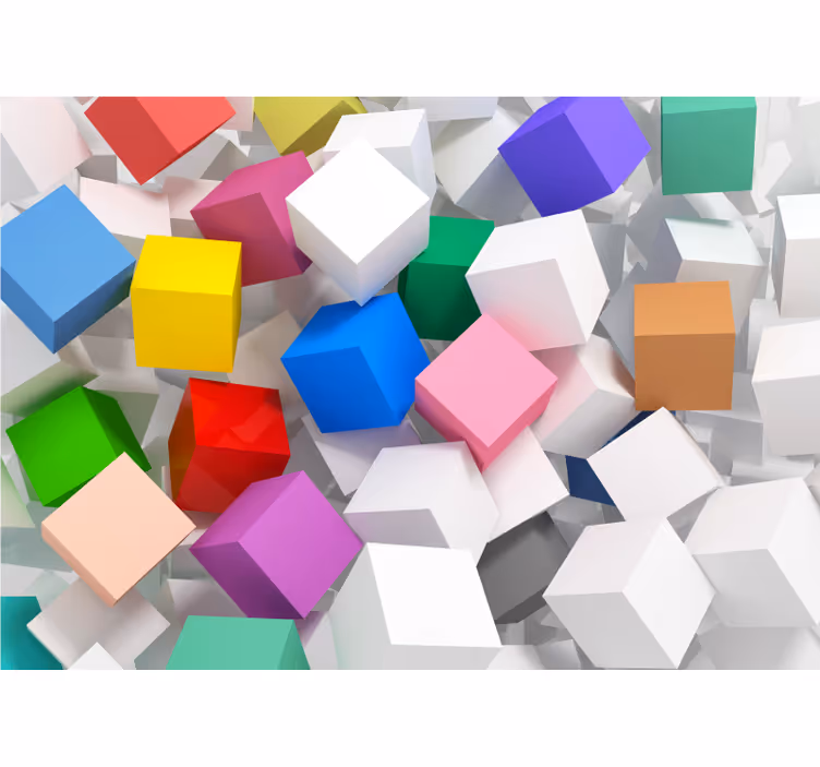 Nappali redőnyök - 3d színes kockák fali dekoráció - TenStickers
