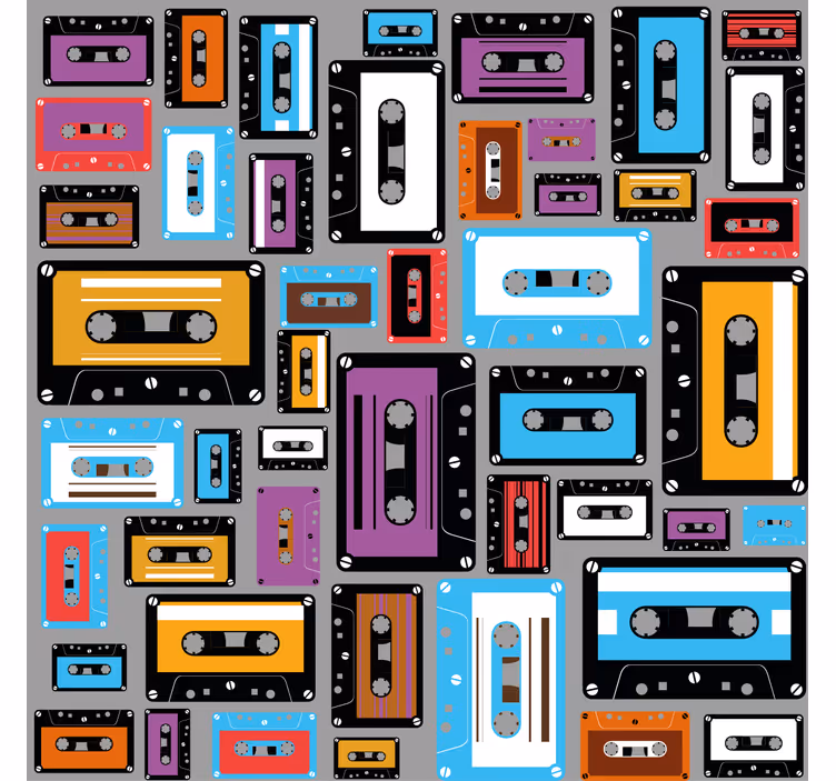 Retro 80-as kazettás minta redőnyök nappali - TenStickers