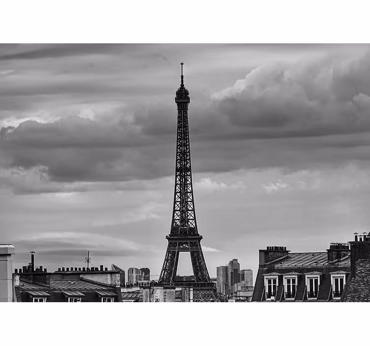 Eiffel-torony fekete-fehér redőnyök nappali - TenStickers
