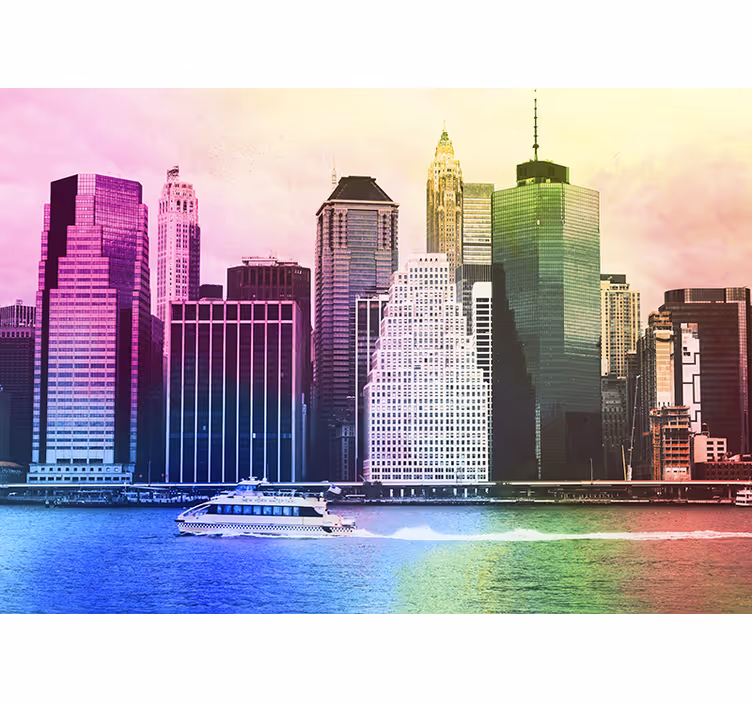 Színes manhattan felhőkarcolók redőnyök nappali - TenStickers