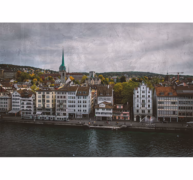 Zürich-i házak a tó mellett redőnyök nappali - TenStickers