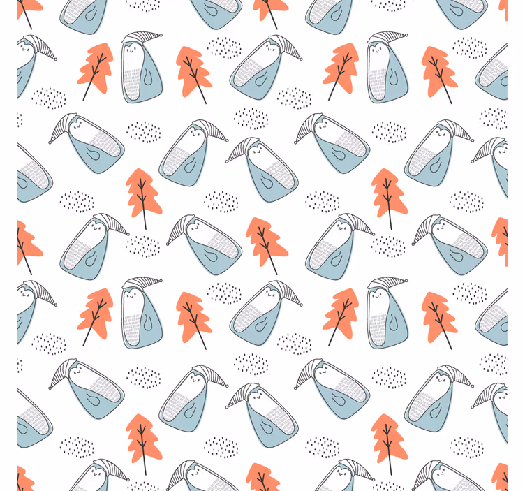 Aranyos minimalista pingvinek fákkal redőnyök nappali - TenStickers
