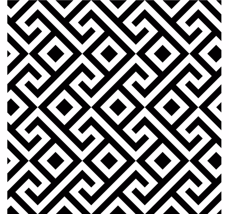 Fekete-fehér bonyolult geometriai mintás redőnyök nappali - TenStickers