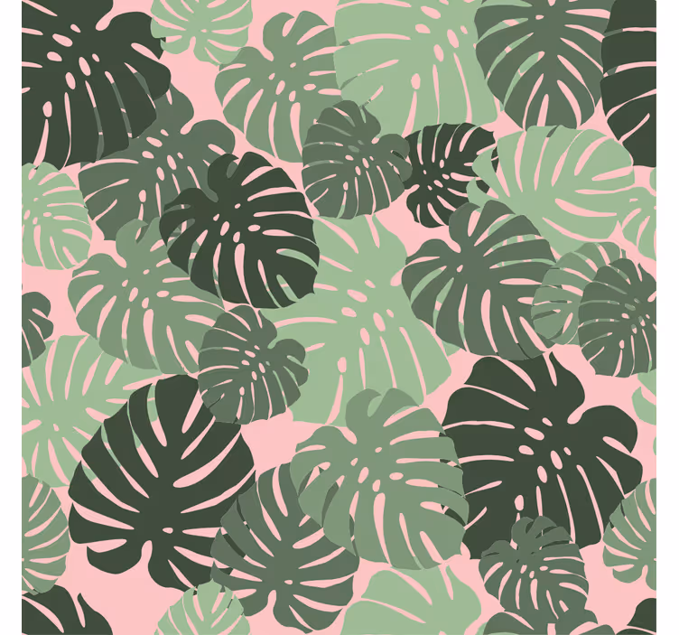 Rózsaszín monstera levelek redőnyök nappali - TenStickers