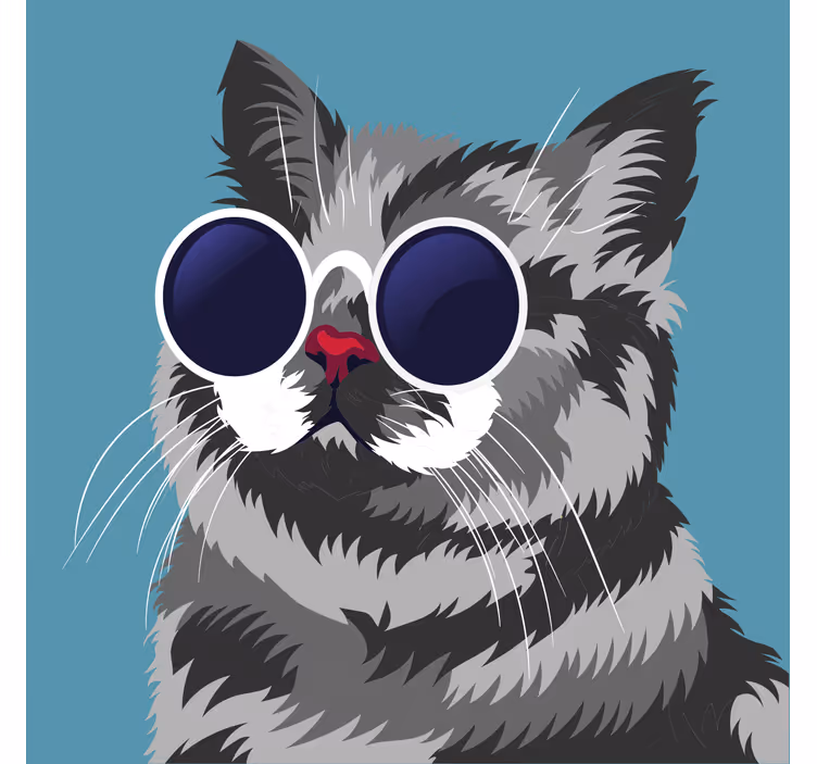 Vicces festmény egy szürke macskáról - redőnyök nappali - TenStickers