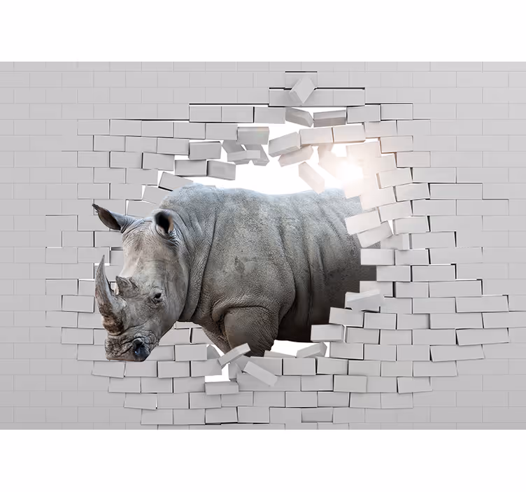 Fehér redőnyök 3d rinocérosz - TenStickers