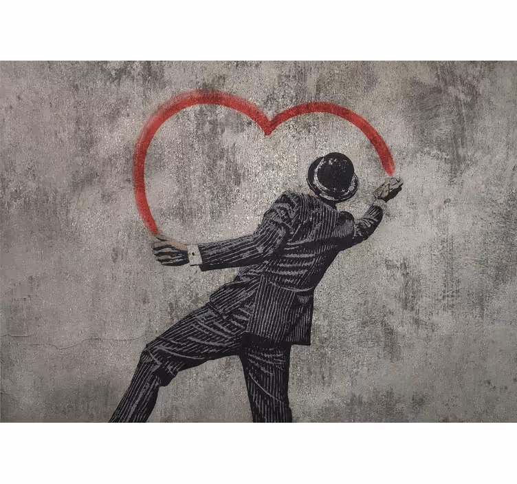 Szürke redőnyök banksy szív graffitivel - TenStickers