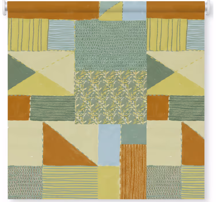 Színes háromszög patchwork geometriai redőnyök nappali - TenStickers