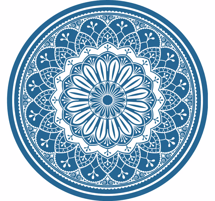 Nagy mandala nyomat kék körben - redőnyök hálószoba - TenStickers