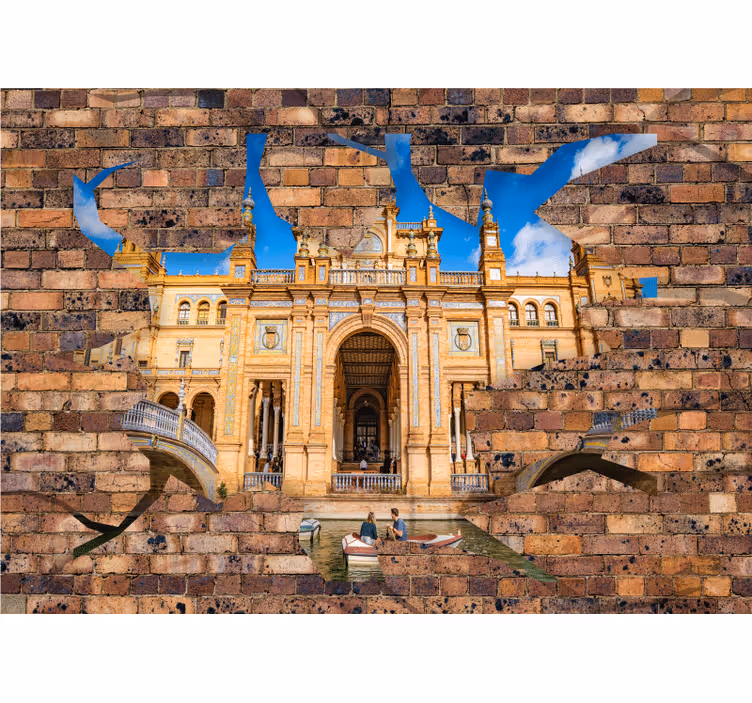 3d téglahatású kilátás sevillára - redőnyök hálószoba - TenStickers