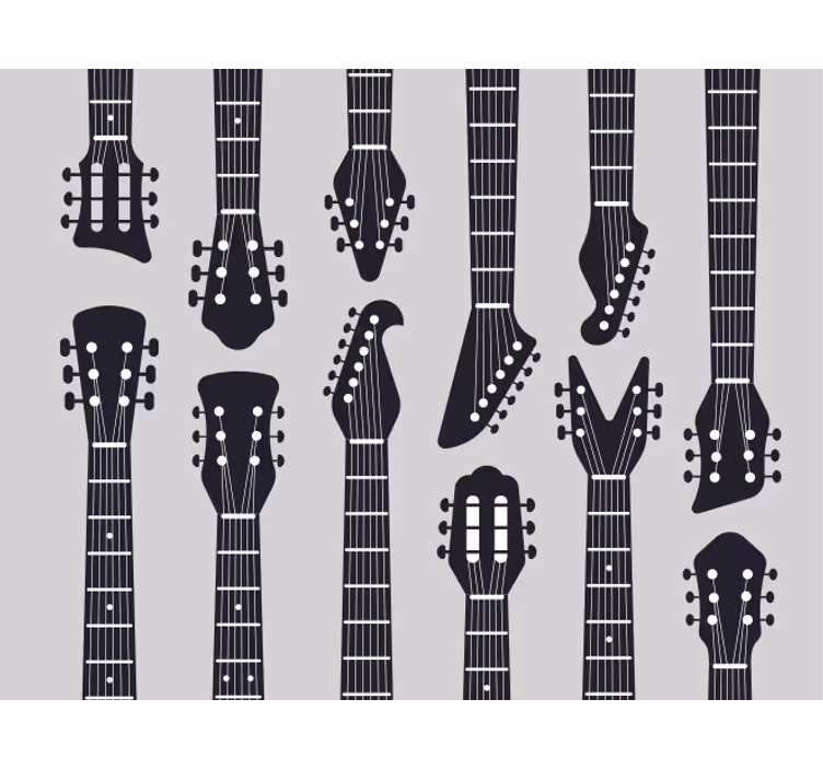 Szürke redőnyök gitárnyak sziluettje - TenStickers
