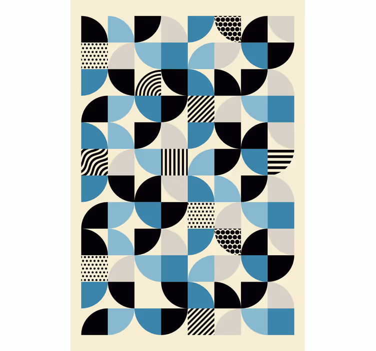 Retro kék bauhaus minta redőnyök nappali - TenStickers