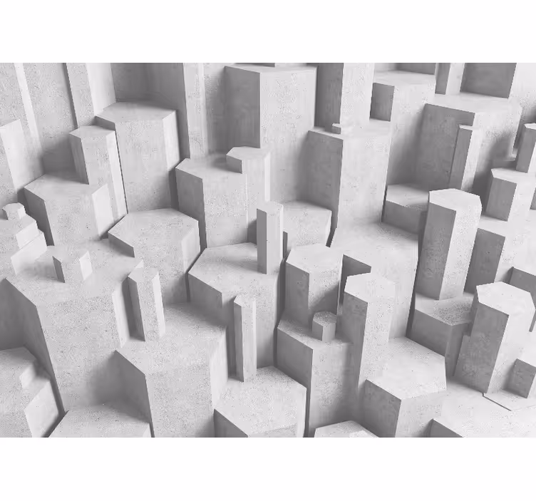 Fehér redőnyök 3d beton geometriai formák - TenStickers