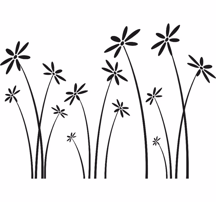 Fekete magas virágok redőnyök fehér - TenStickers