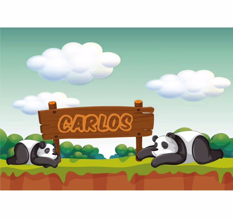 Panda szobája egyedi név redőnyök gyerekeknek - TenStickers