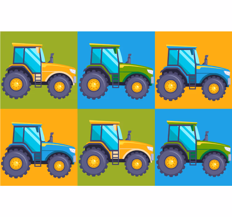 Többszínű traktor csempe redőnyök gyerekeknek - TenStickers