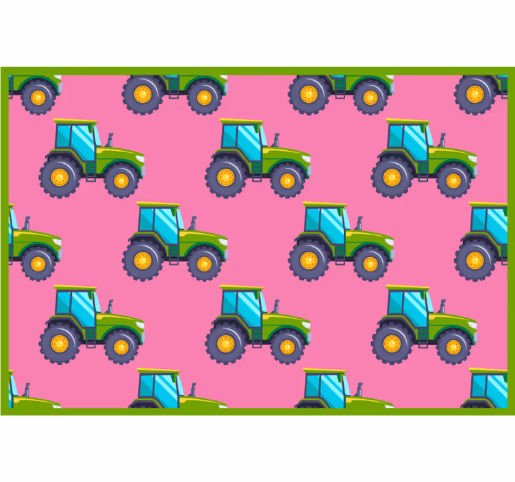 Rózsaszín és zöld traktor mintás redőnyök gyerekeknek - TenStickers