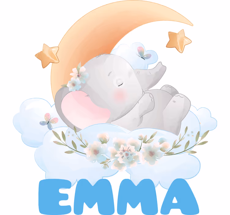 Cuki állatok névvel elefánt redőnyök gyerekeknek - TenStickers
