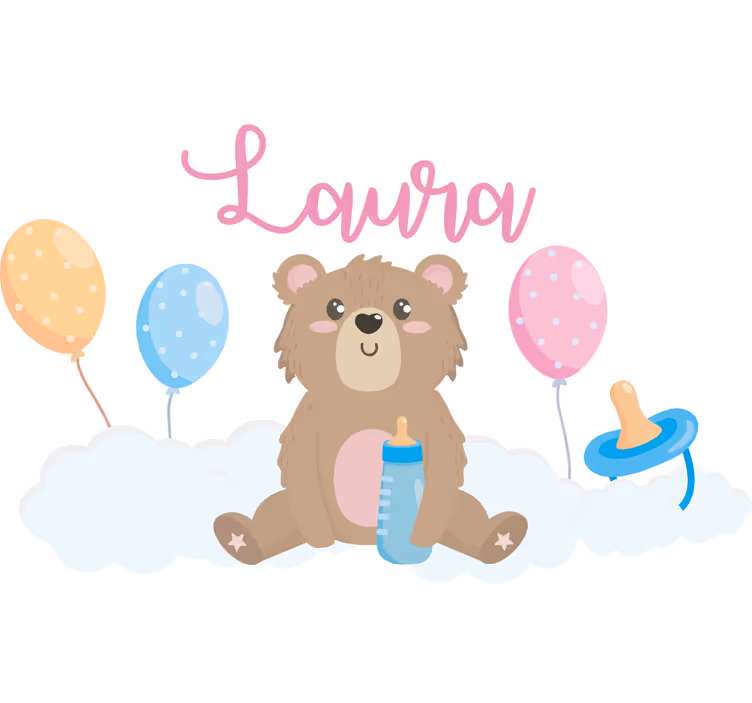 Cuki medve lányoknak névvel - redőnyök gyerekek - TenStickers