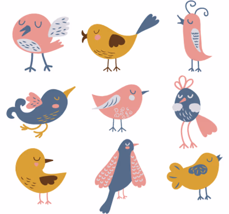Gyerekredőnyök - kilenc kismadaras matrica - TenStickers