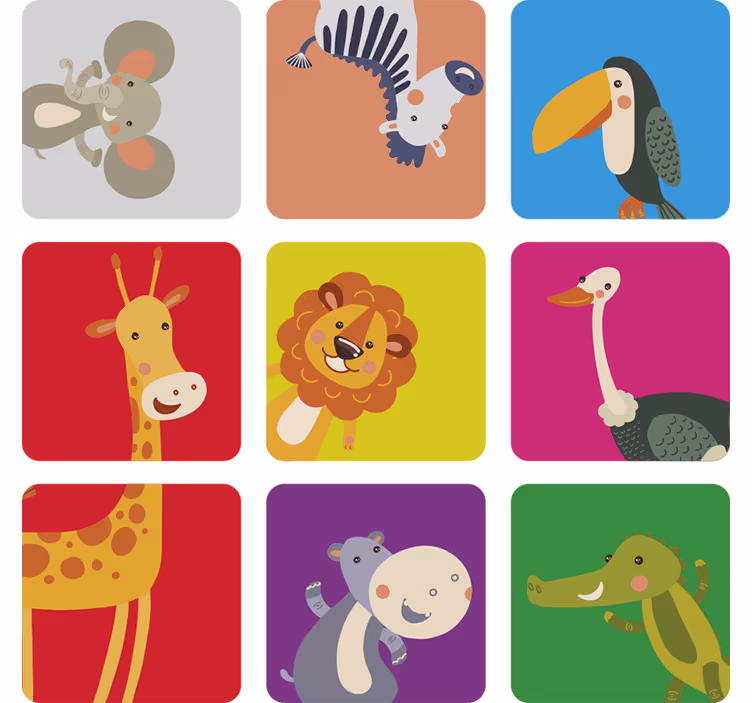 Állatos színes csempék redőnyök gyerekeknek - TenStickers