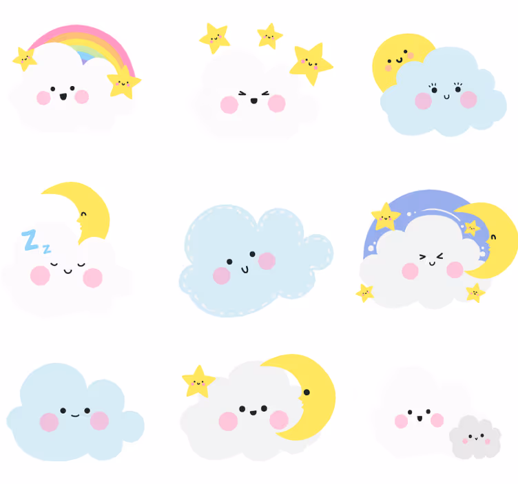Kék-fehér-felhők redőnyök gyerekeknek - TenStickers