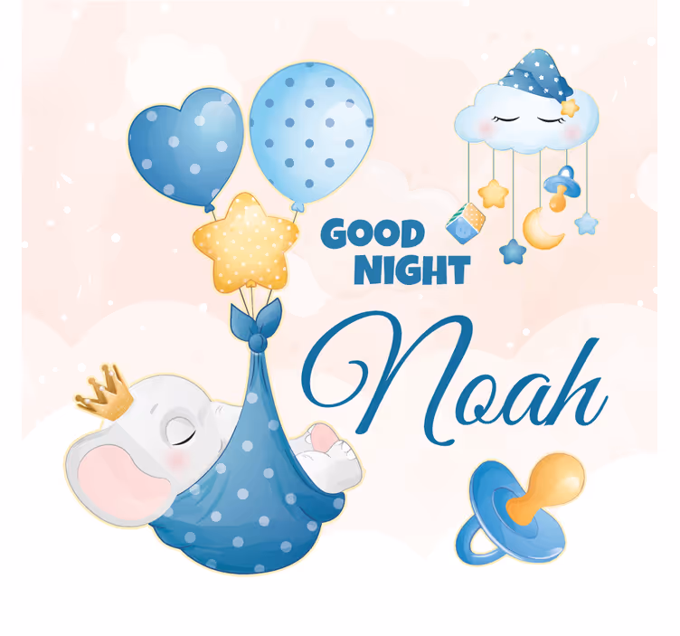 Aranyos névre szóló elefántos redőny gyerekeknek - TenStickers