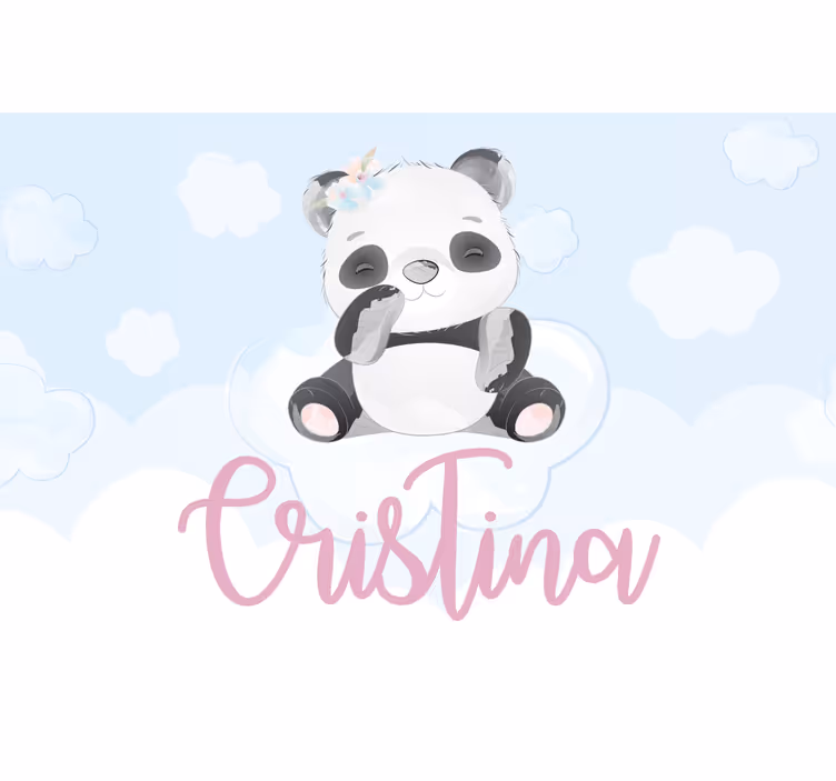 Cuki panda lányoknak névvel - redőnyök gyerekek - TenStickers