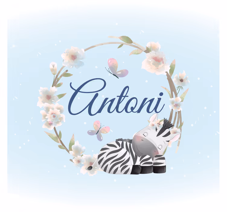 Aranyos állatok zebra névvel redőnyök gyerekeknek - TenStickers