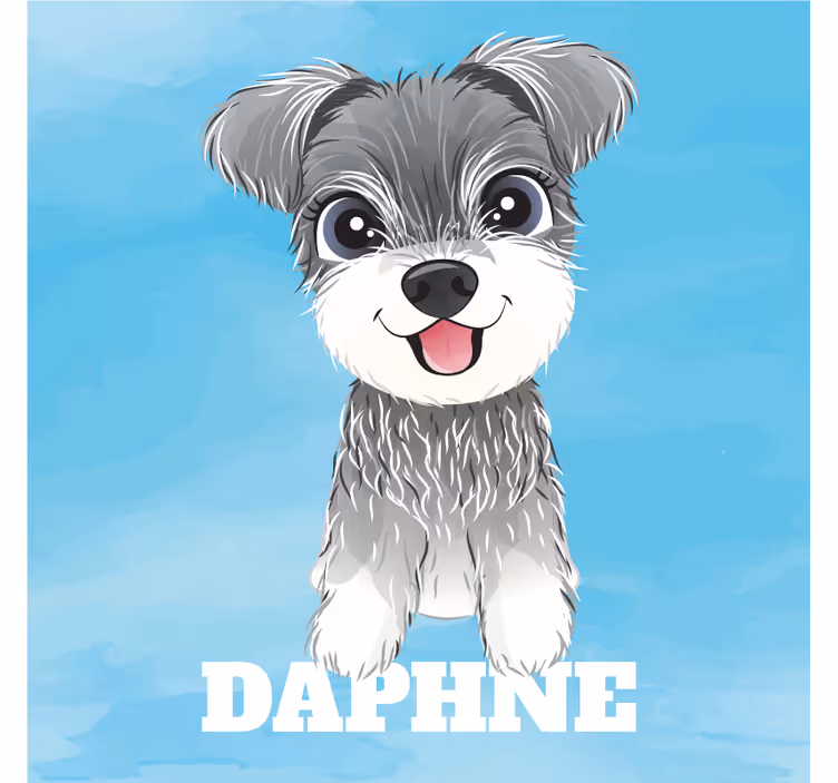 Redőnyök gyerekek - schnauzer illusztráció névvel - TenStickers