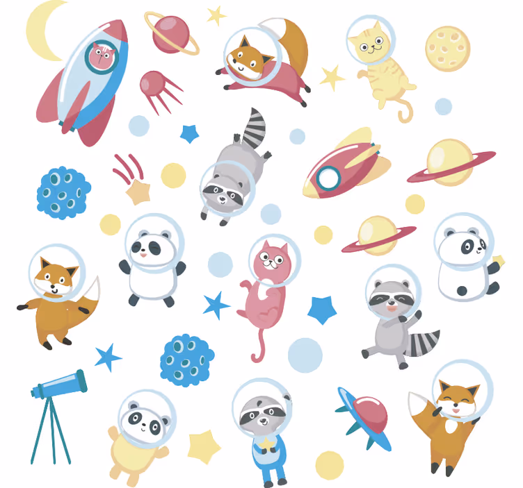 Űrben élő állatok redőnyök gyerekeknek - TenStickers