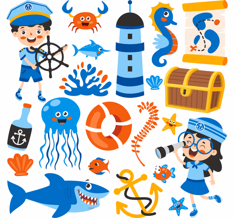 Kalózok és tengeri élet redőnyök gyerekeknek - TenStickers