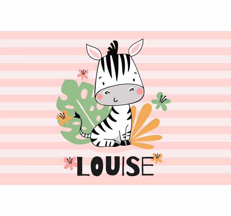 Gyönyörű zebra gyerekeknek névvel - redőnyök gyerekek - TenStickers