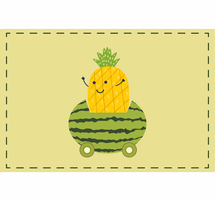 Vicces ananász autós mintás redőnyök gyerekeknek - TenStickers