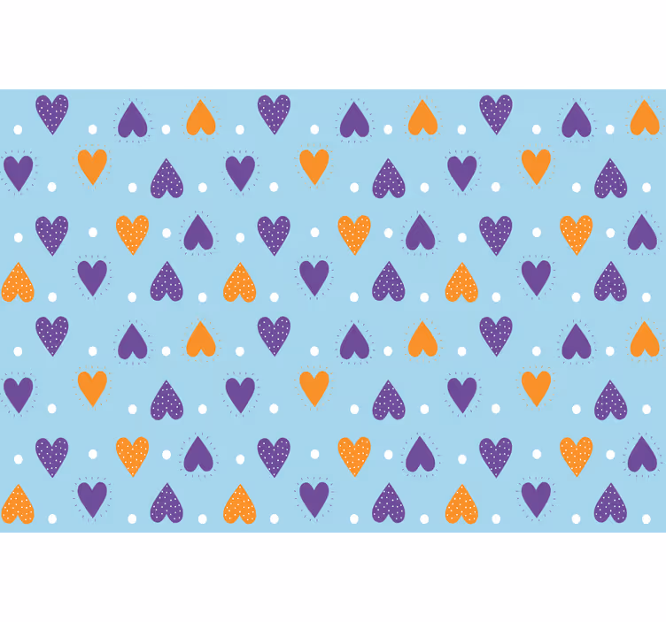 Lila és narancssárga szívek kék háttéren - redőnyök gyerekek - TenStickers