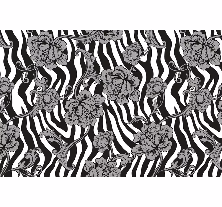 Zebra mintás és dísznövényes fekete redőnyök - TenStickers