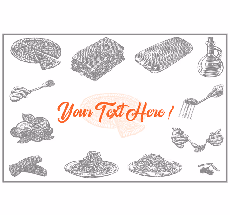 Szürke redőnyök olasz étel ikonokkal szöveggel - TenStickers
