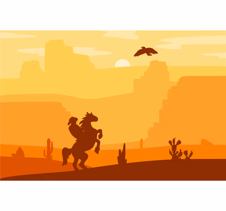 Narancssárga redőnyök cowboy tájjal - TenStickers